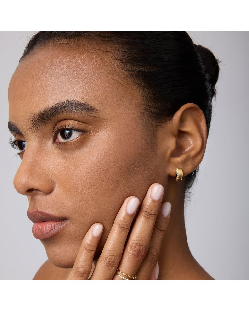 Vanhi Metallic Juni Pavé Chunky Huggie Earrings