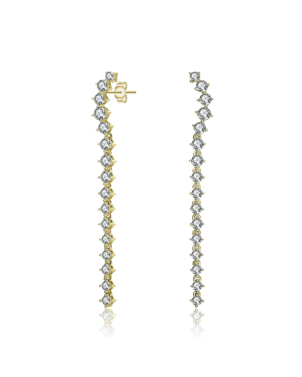 Genevive Jewelry Metallic Sterling Cubic Zirconia Waterfall Linear Dangle Earrings