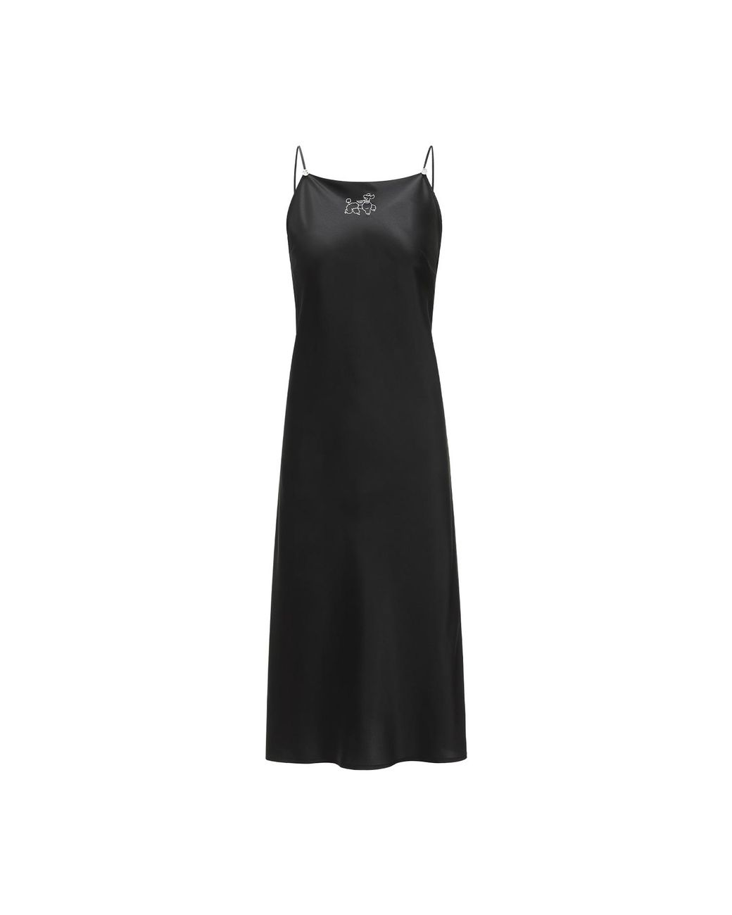 NOT JUST PAJAMA Black Diamond Poodles Silk Slip Dress
