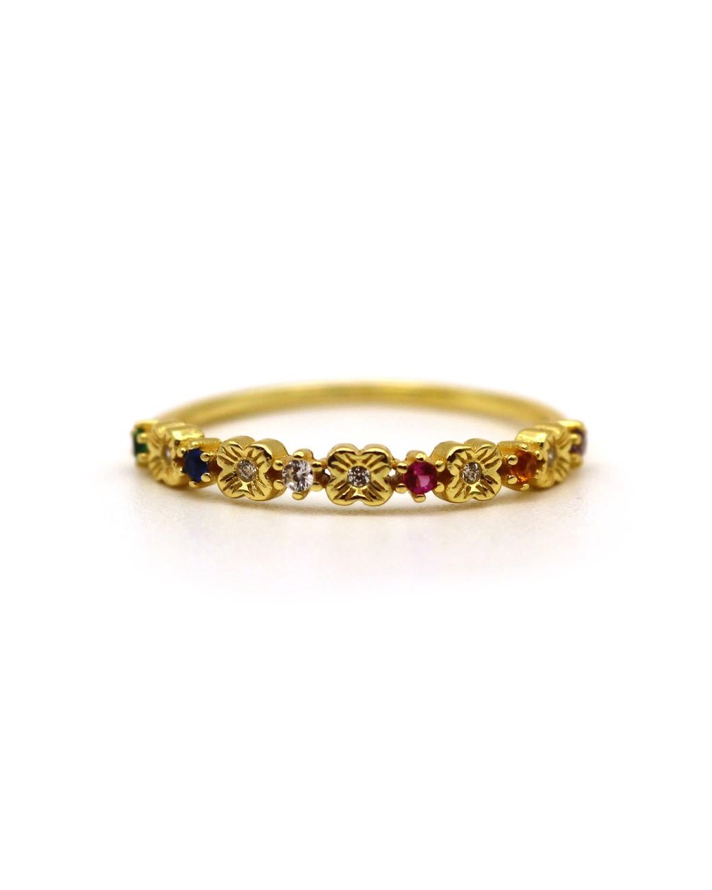 VicStoneNYC Fine Jewelry Metallic Persimmon Blossom Symphony Gem Ring