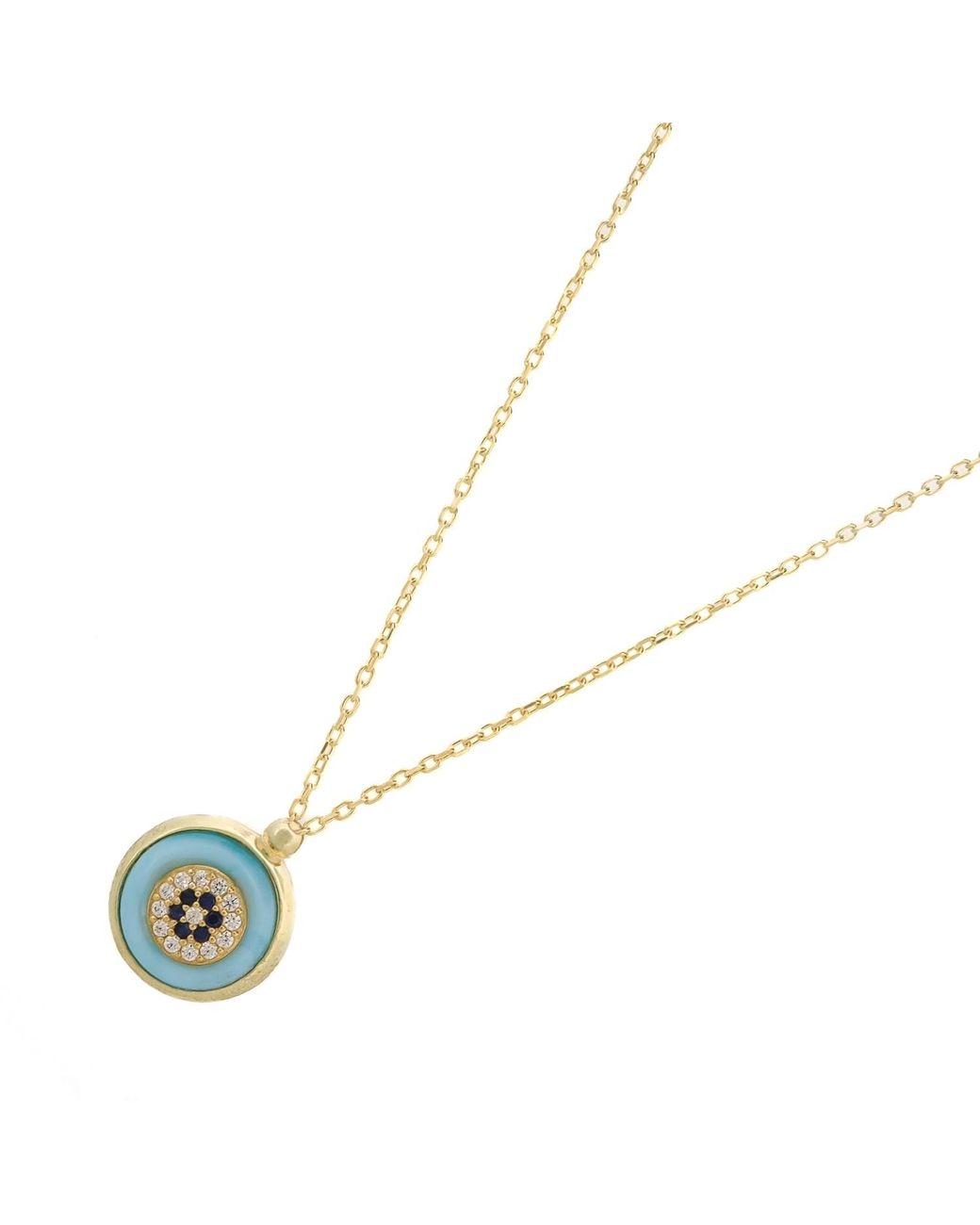 Ebru Jewelry Metallic Enamel Evil Eye Pendant Necklace