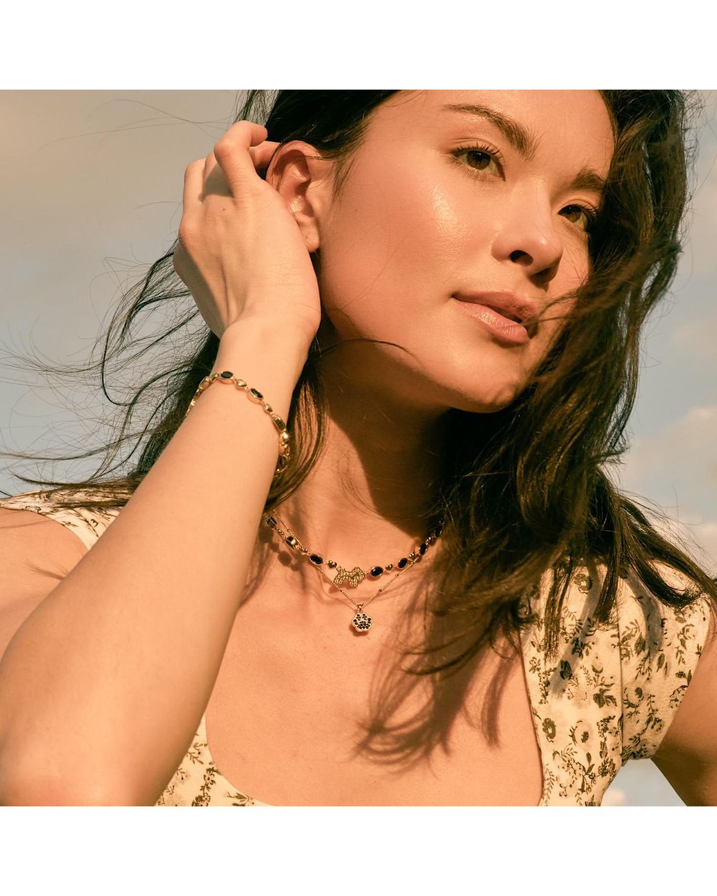 Cloud Haven Metallic Crystal Logo Bracelet