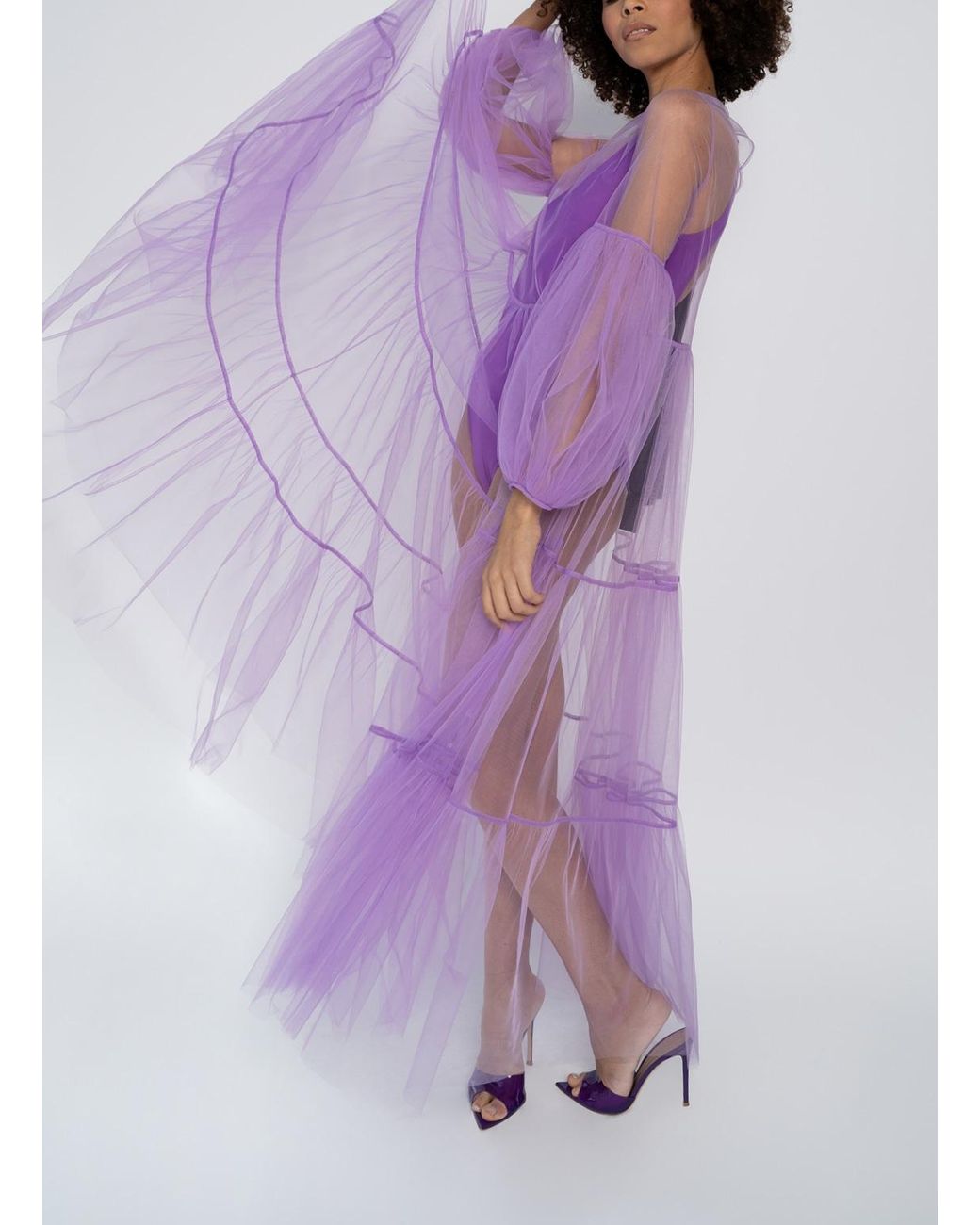 Helene Galwas Alena Maxi Tulle Dress Purple