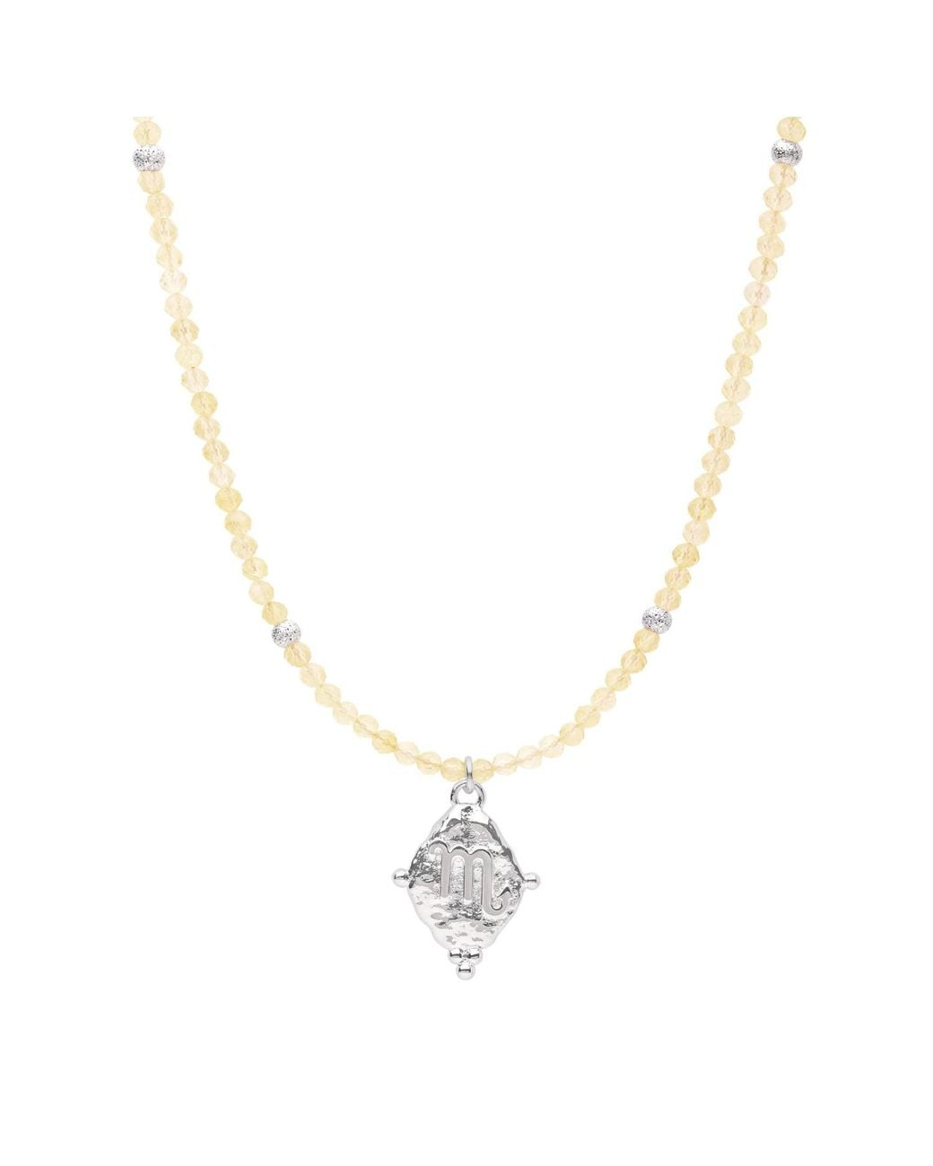 Seven Saints Metallic Scorpio Gemstone Choker Necklace, Citrine, Rhodium Plated