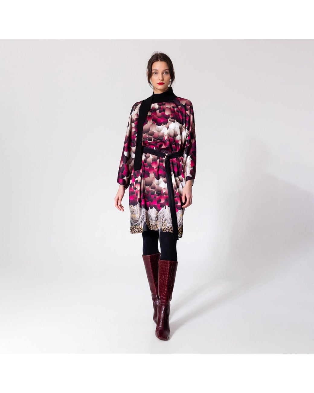 ARTISTA Red Feathers Silky Dress