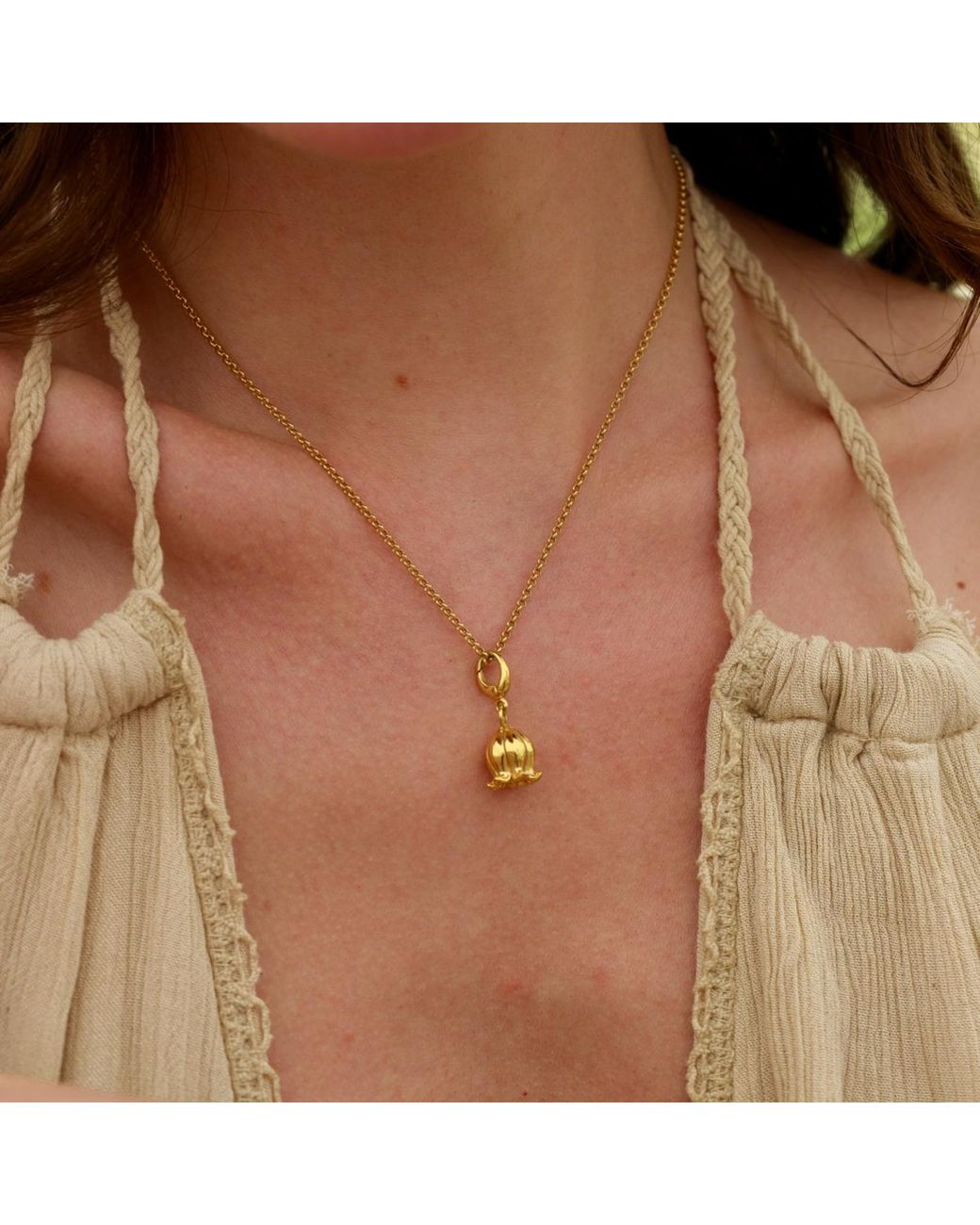 Lily Charmed Metallic Plated Lily Of The Valley Flower Charm Necklace