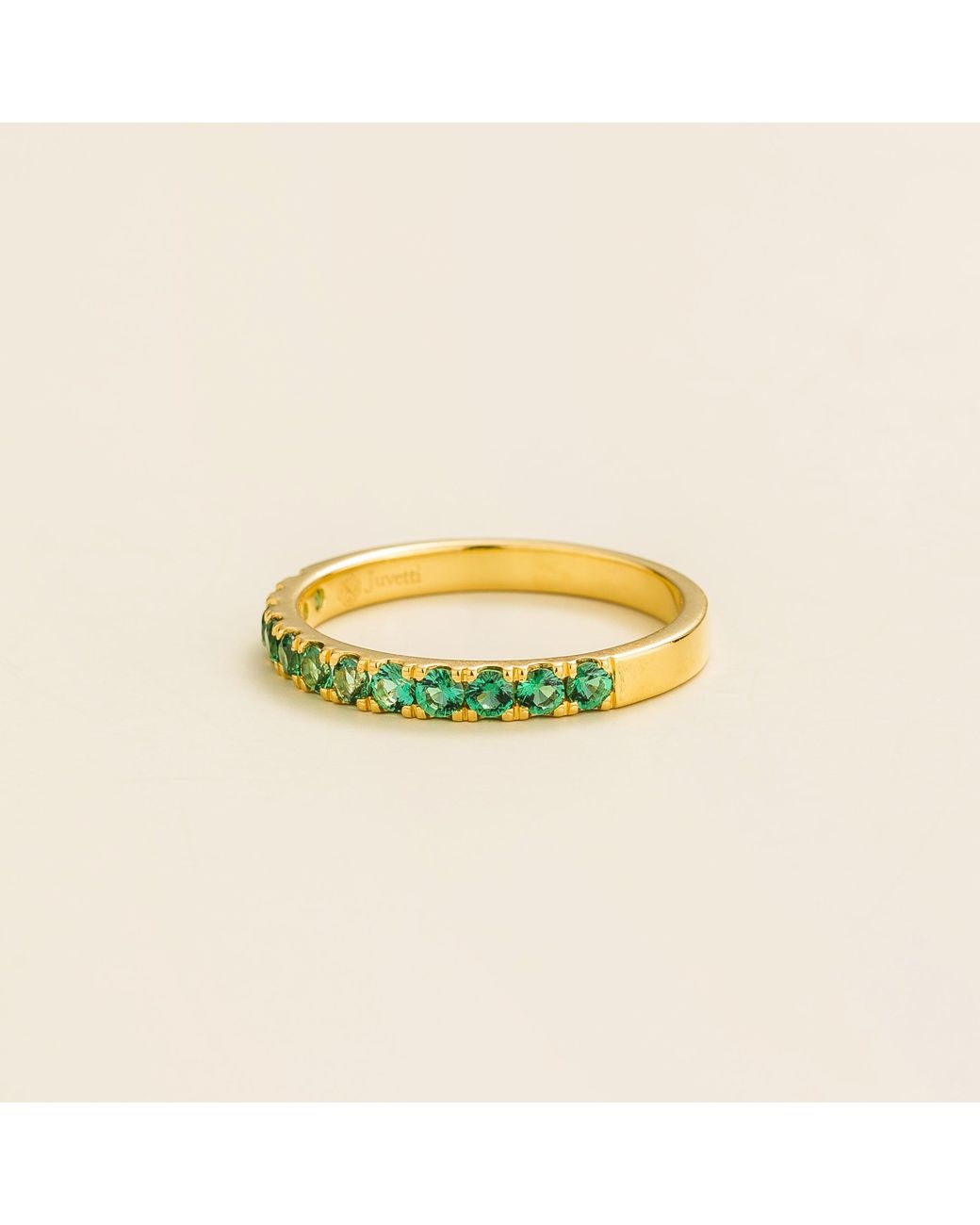 Juvetti Yellow Salto Ring Set With Emerald