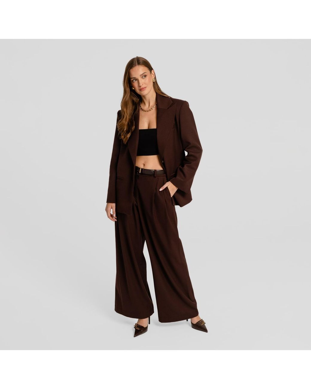 Mandragora Brown Oversized Blazer Estra
