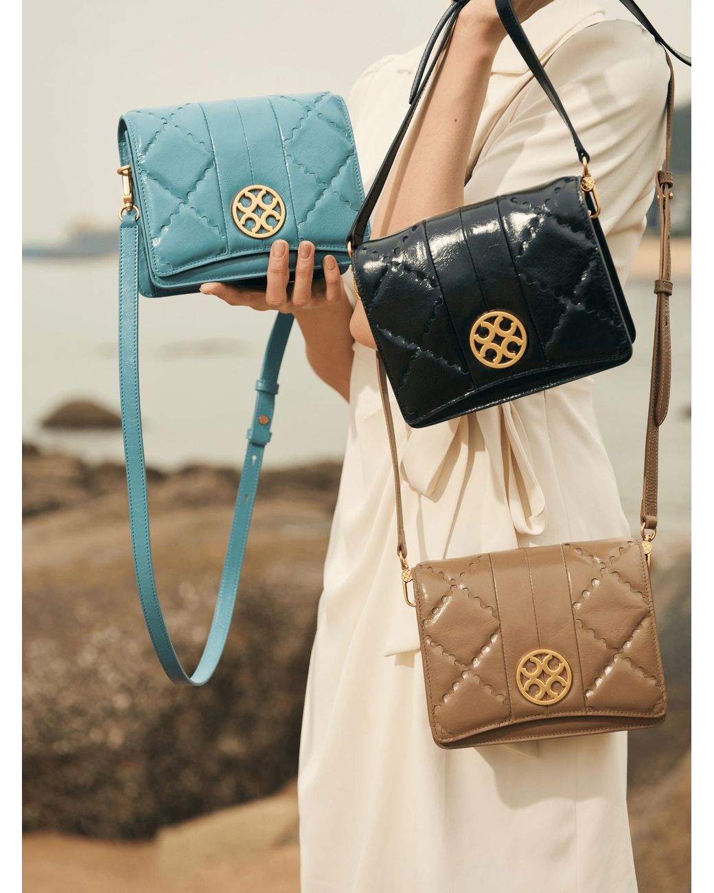 Orange Cube Natural Mosaic Diamond Crossbody Bag