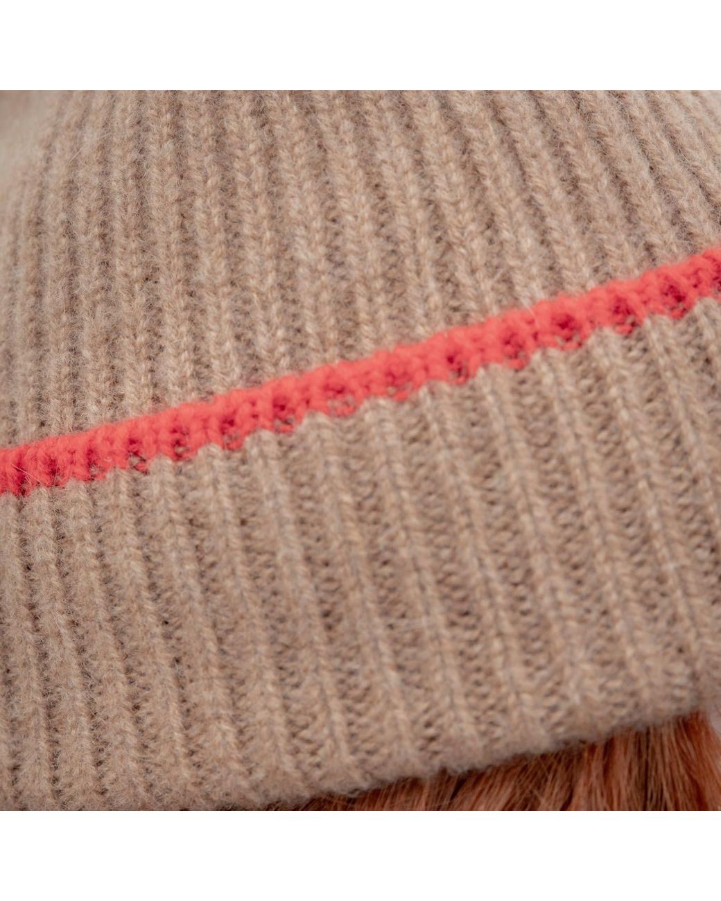 Kinalba Brown Gents Cocoa Mid-Weight Ribbed Cashmere Beanie Hat for men