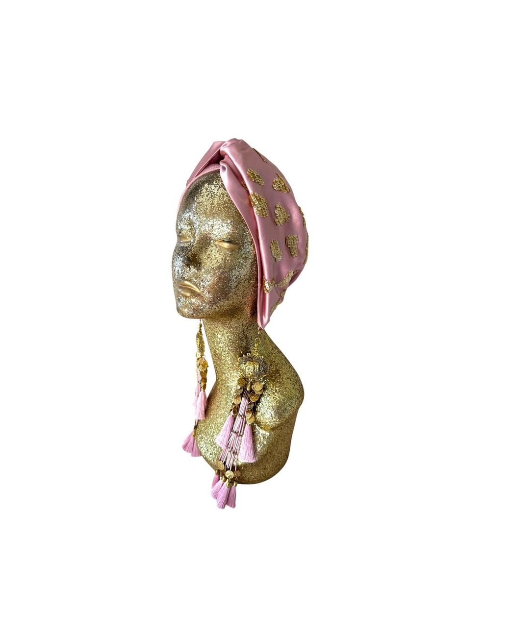 Julia Clancey Pink Dusky Leopard Silk Luxe Twist Headband