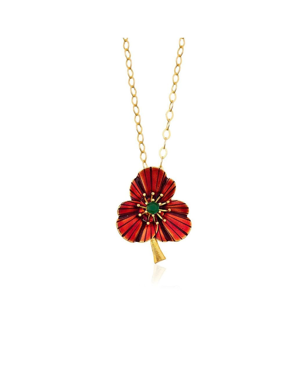 Milou Jewelry Red Three-Leafed Clover Necklace