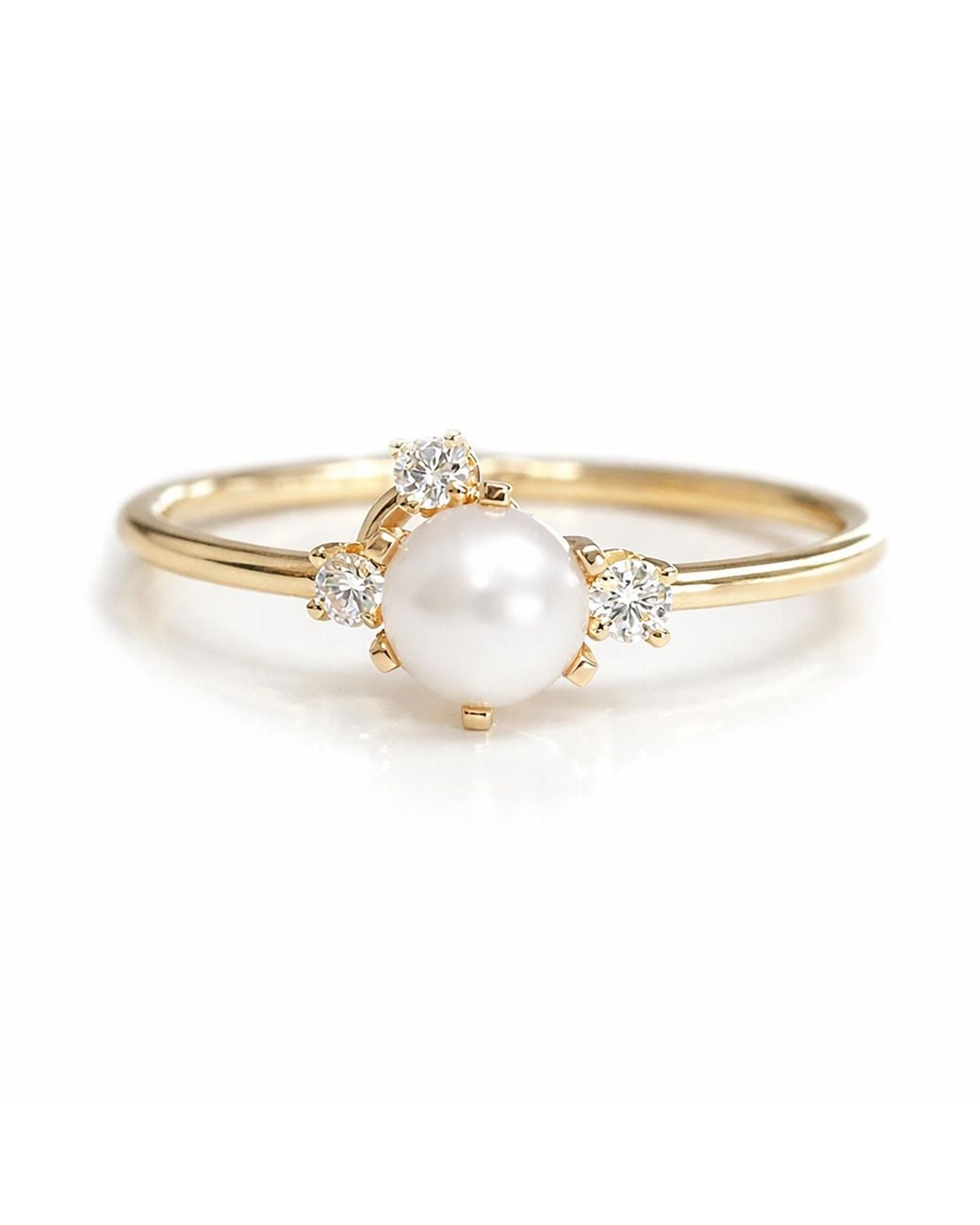 VicStoneNYC Fine Jewelry Metallic Luna Akoya Pearl Diamond Solid Ring
