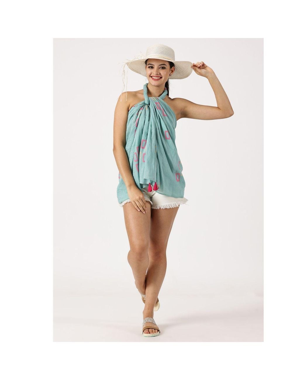 Heritagemoda Blue Handcrafted Organic Cotton Muted Sarong