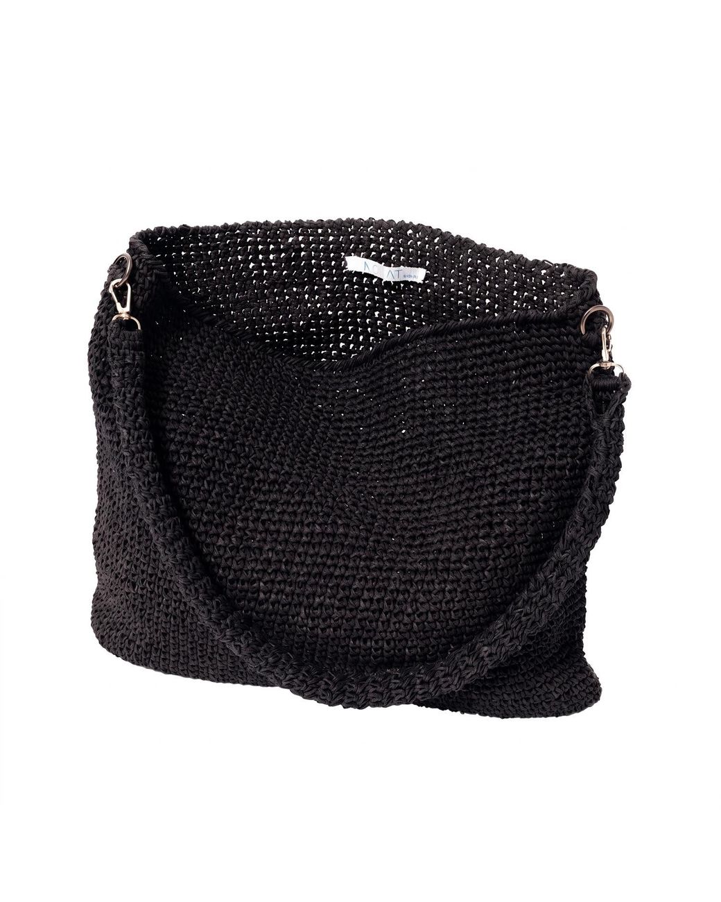 N'Onat Black Amalfi Hand Crochet Raffia Bag