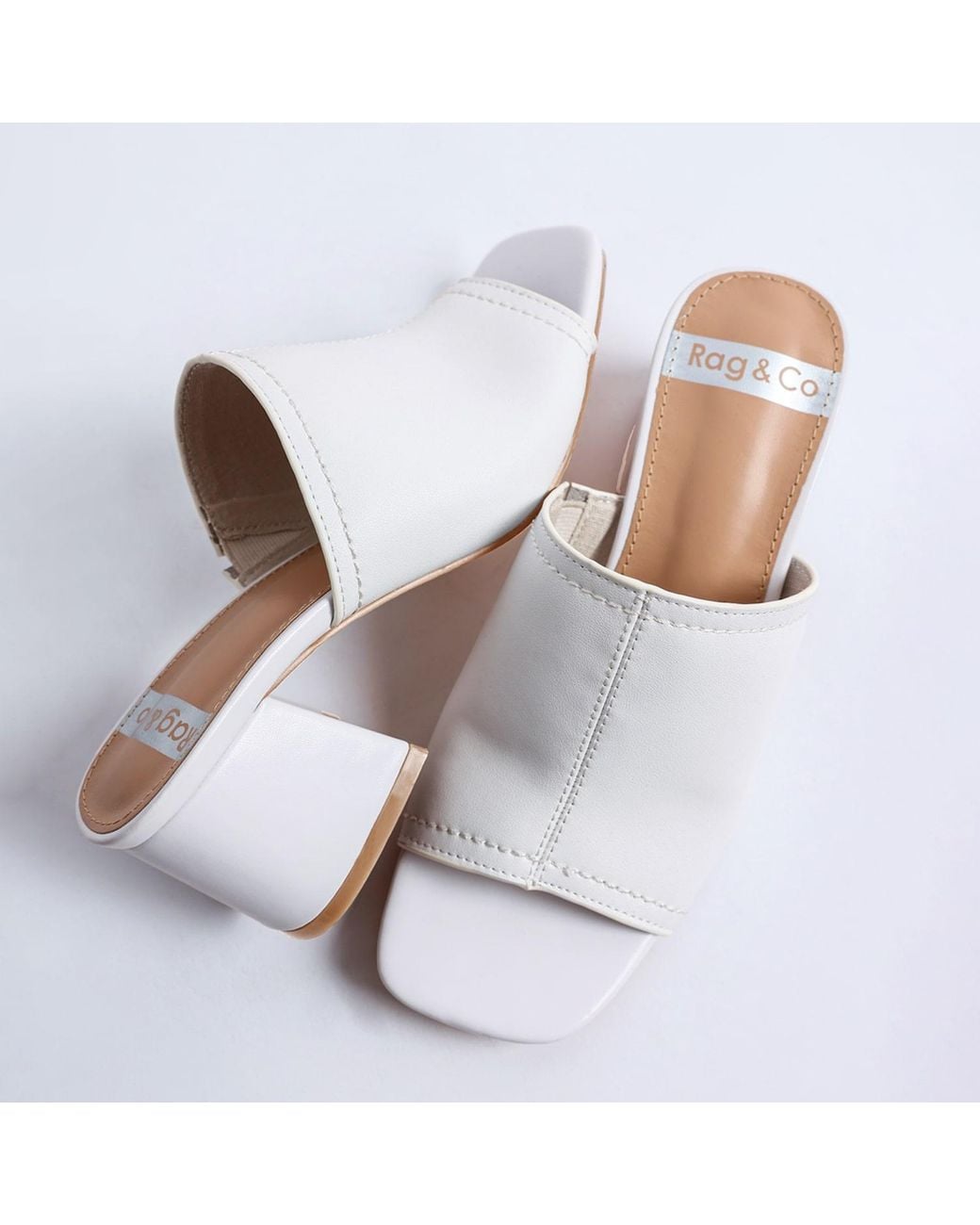 Rag & Co White Wuling Slip-On Soft Leather Heels