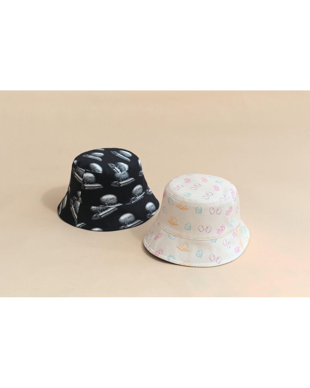 Lost Pattern Natural Neutrals Eggheads Cotton Reversible Bucket Hat