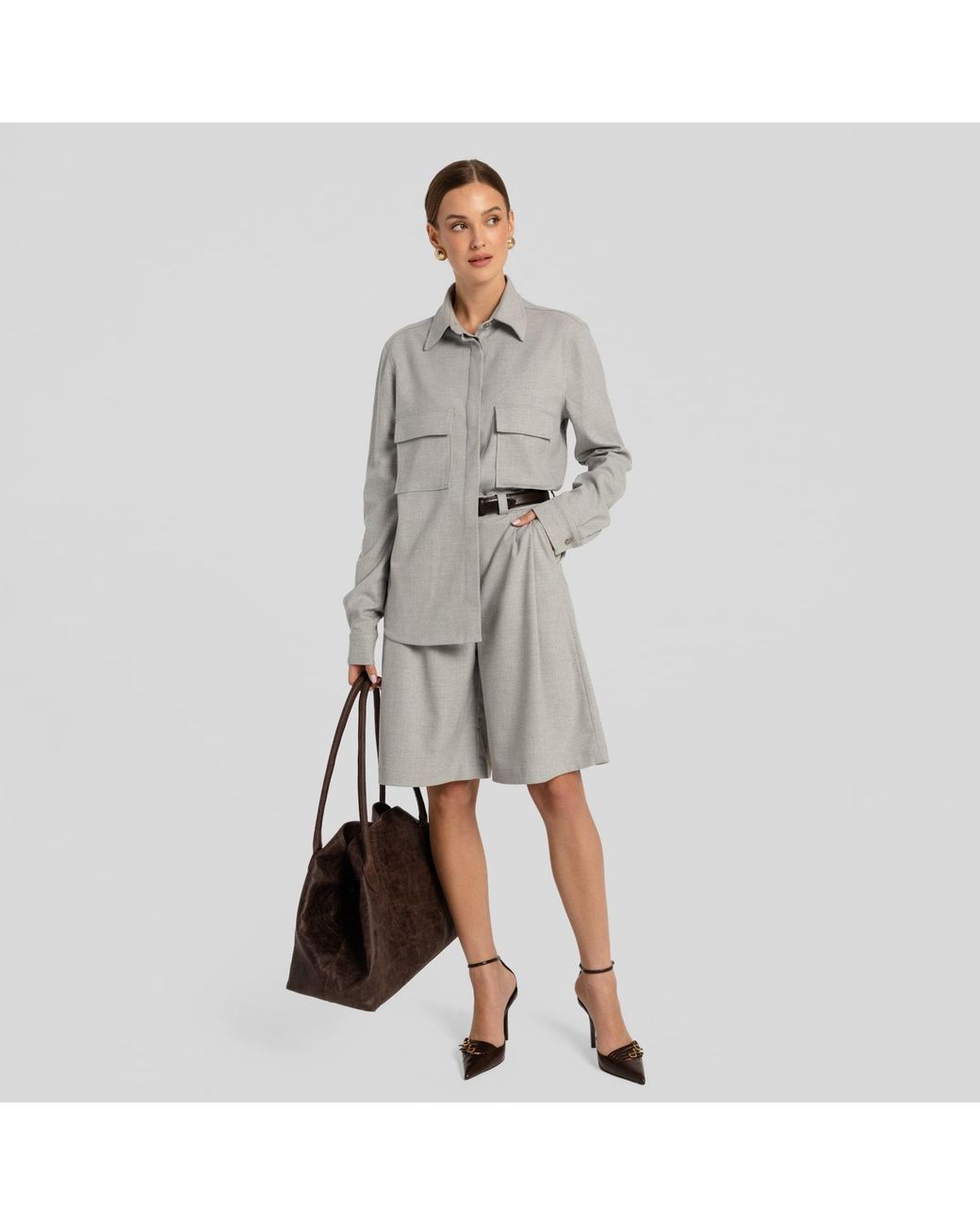 Mandragora Gray Loose Bermuda Shorts Omaro