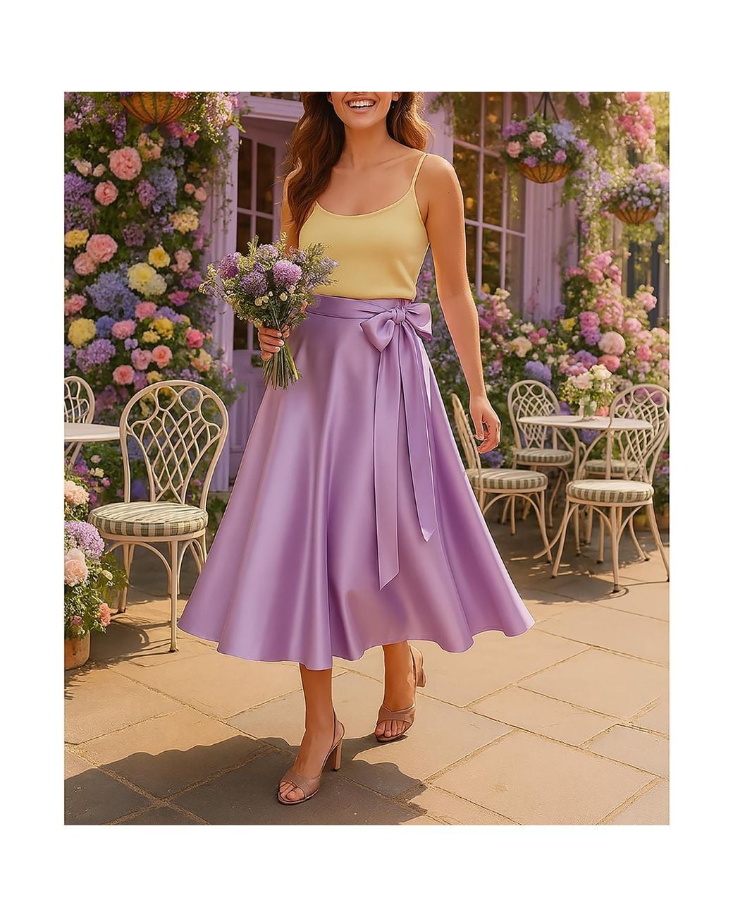 Richa Sharma Purple Lilac Silk Midi Skirt
