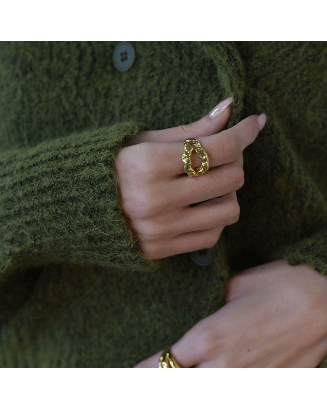 LINYA JEWELLERY Metallic Mazu Amorphous Ring