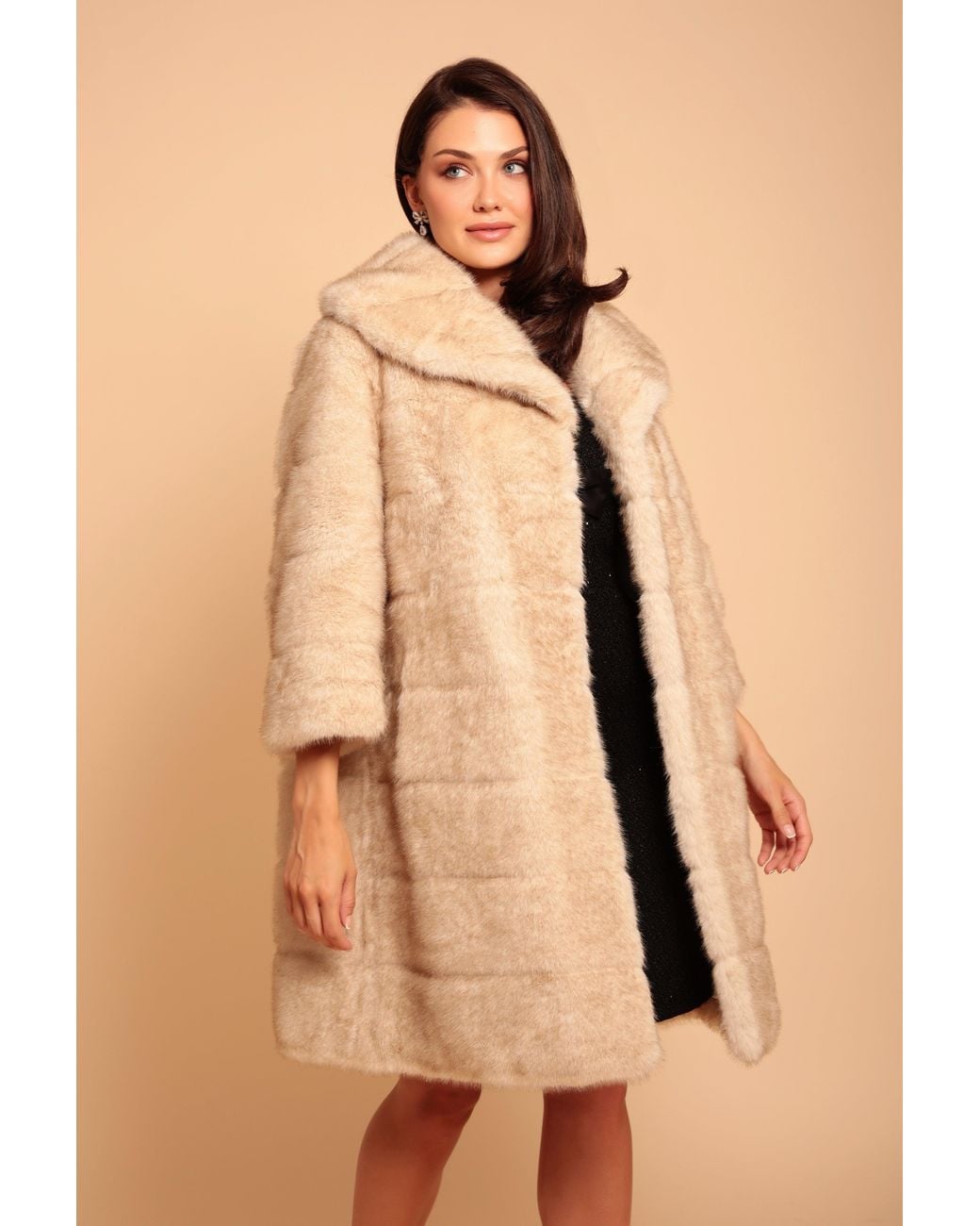 Santinni Natural Neutrals 'Hollywood' Faux Fur Coat