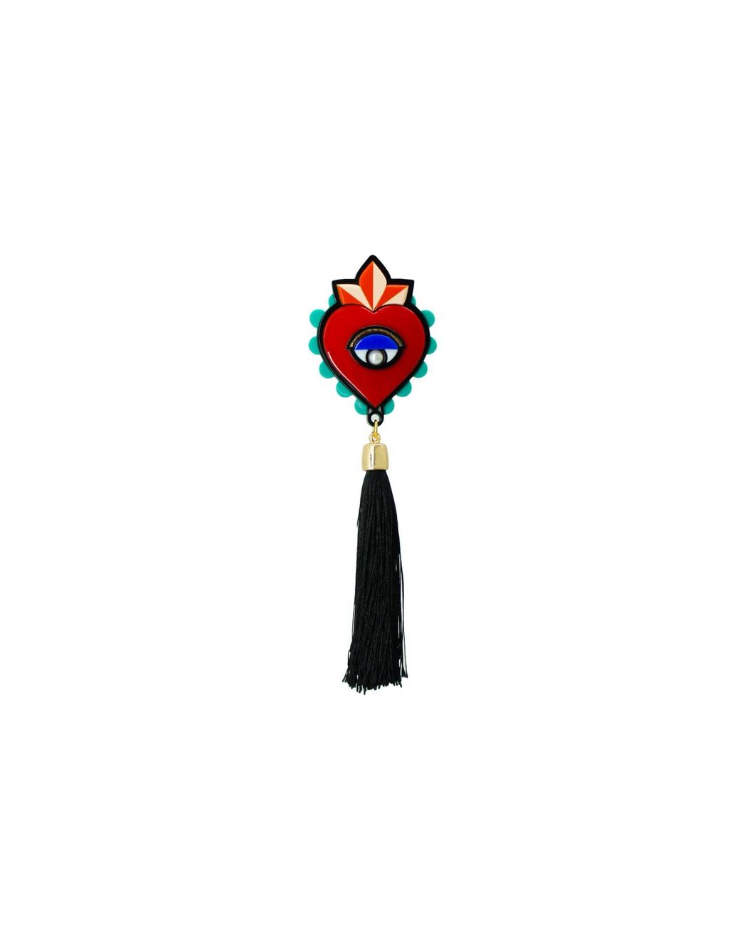 Gissa Bicalho Red Handmade Acrylic Brooch Heart Flame