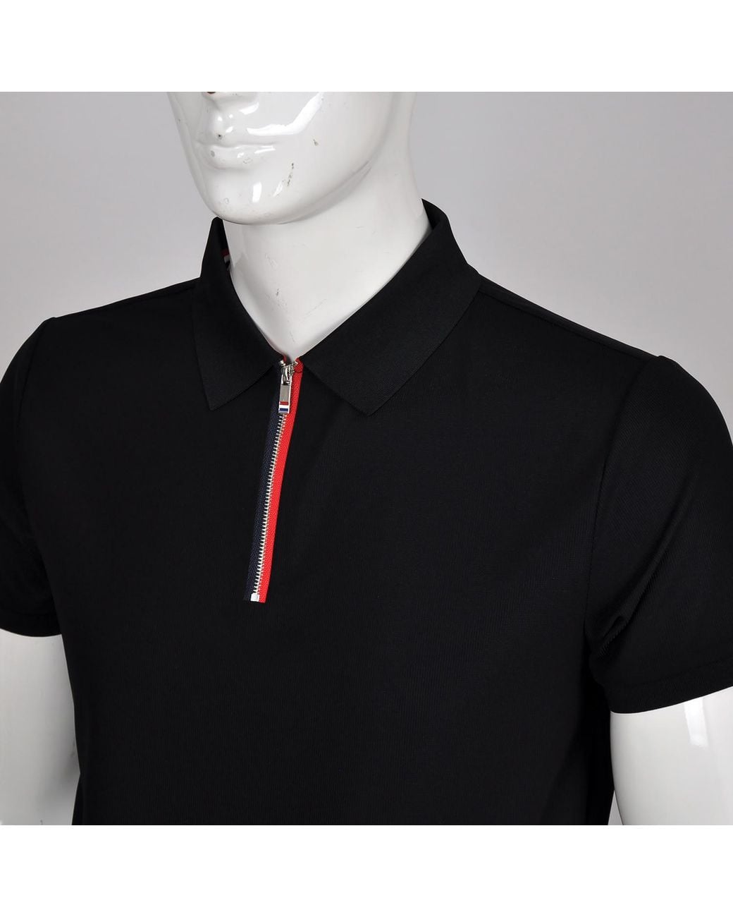 DAVID WEJ Black Marco Zip Polo for men