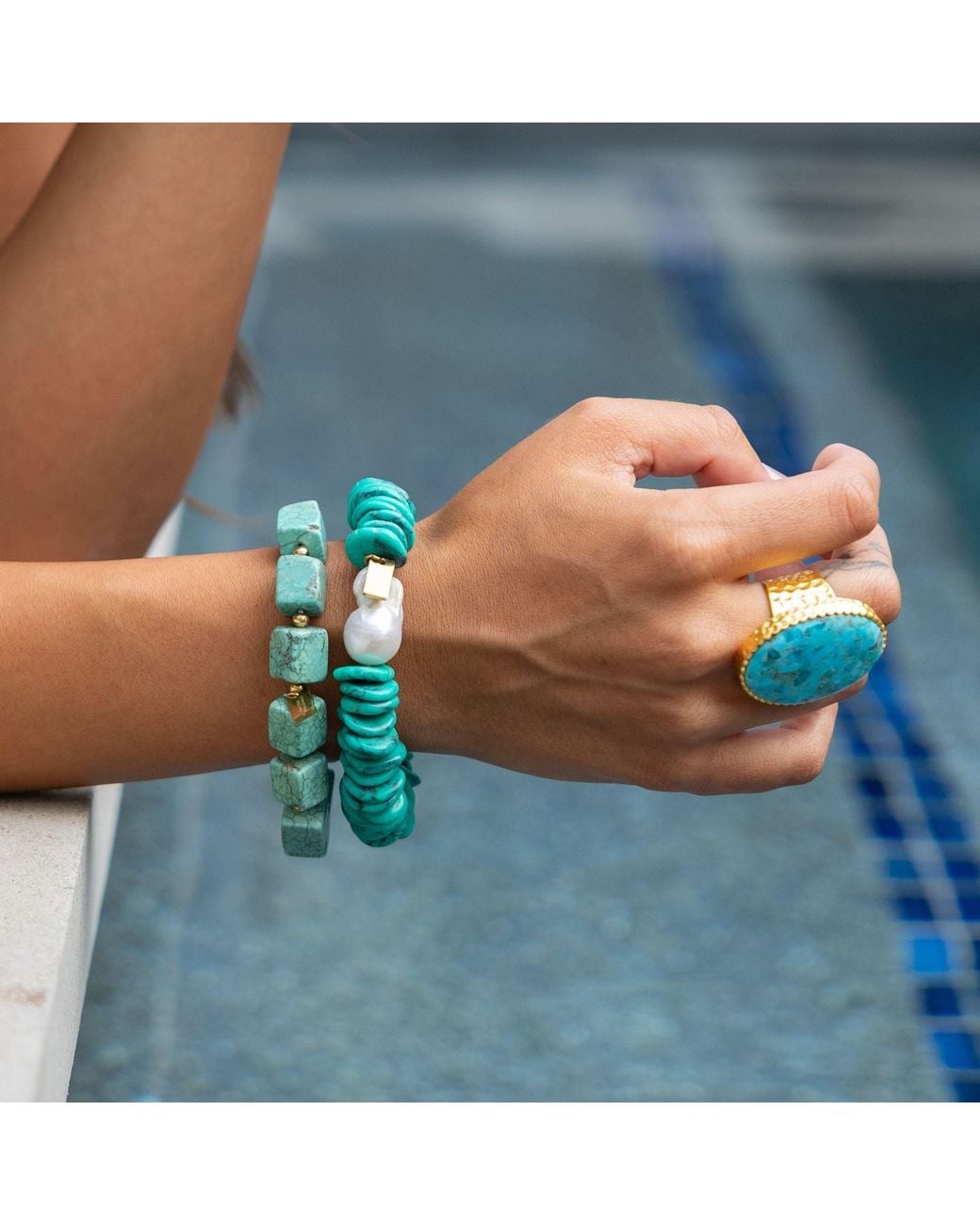 Christina Greene Green Laguna Square Beaded Bracelet