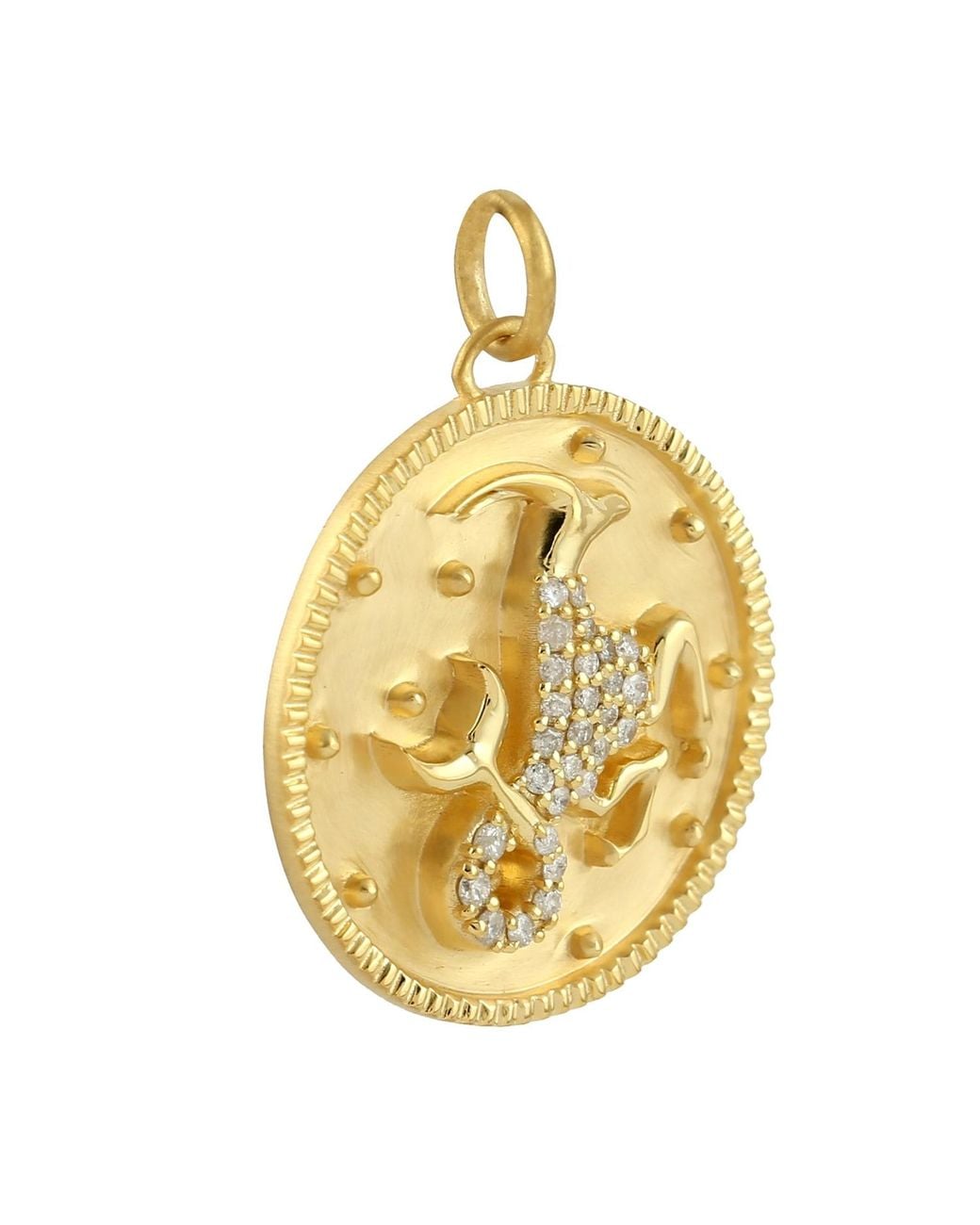Artisan Metallic 14K Diamond Capricorn Zodiac Coin Pendant