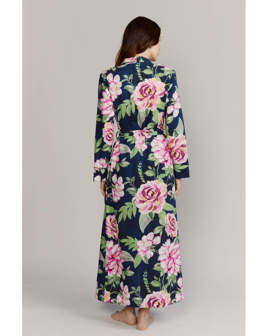 Kato Blue Matador Peonies Cotton Robe