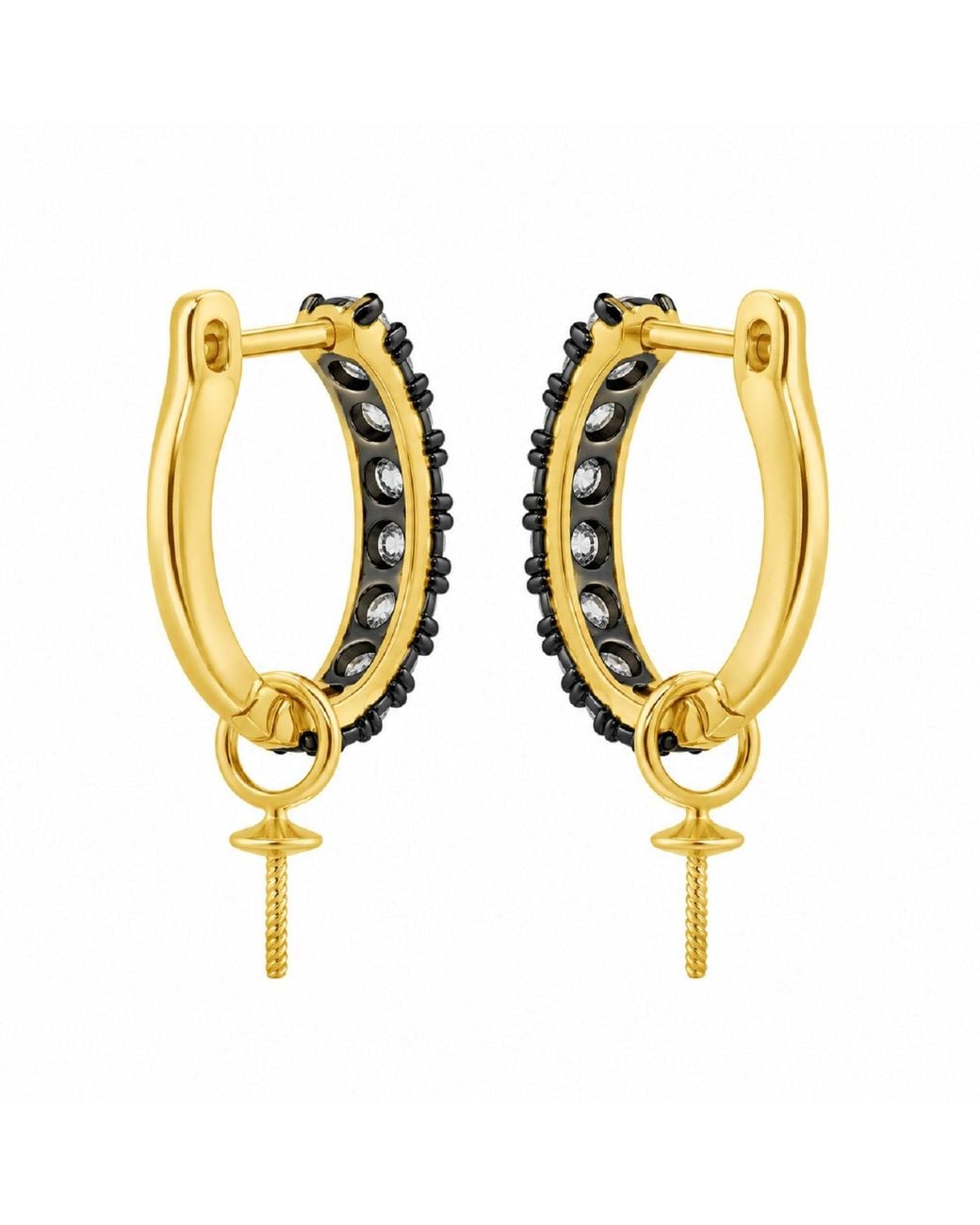 Artisan Metallic 14K Diamond Sword Charm Hoop Earrings