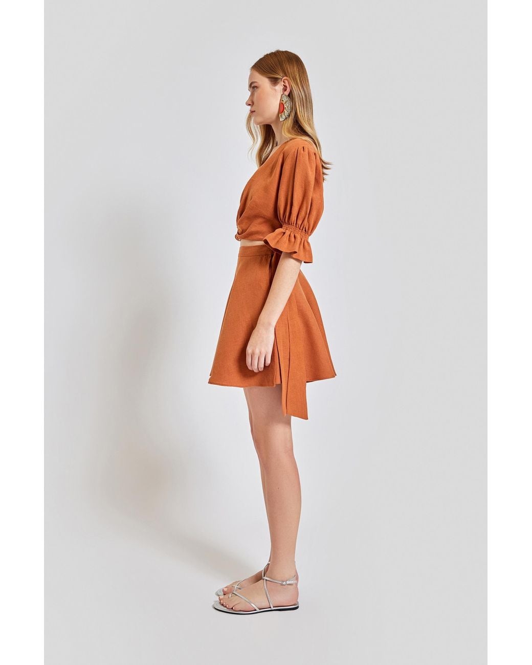 Lilamie Brown Marrakesh Side Wrapped Mini Summer Skirt