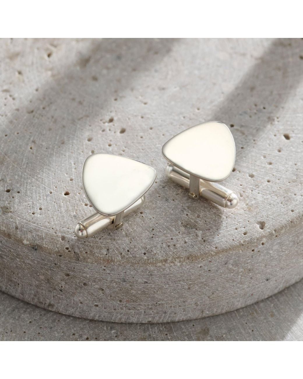 Posh Totty Designs White Sterling Plectrum Cufflinks for men
