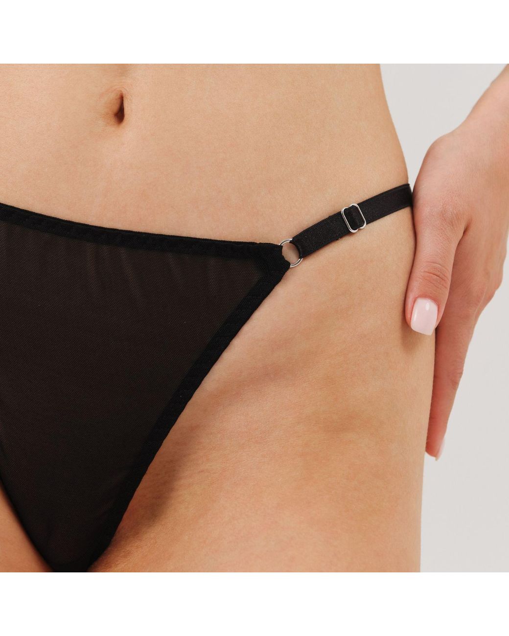 Daily Underwear Gray Adjustable String Panties Base