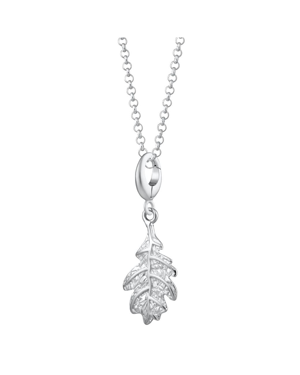 Lily Charmed Metallic Sterling Oak Leaf Charm Necklace