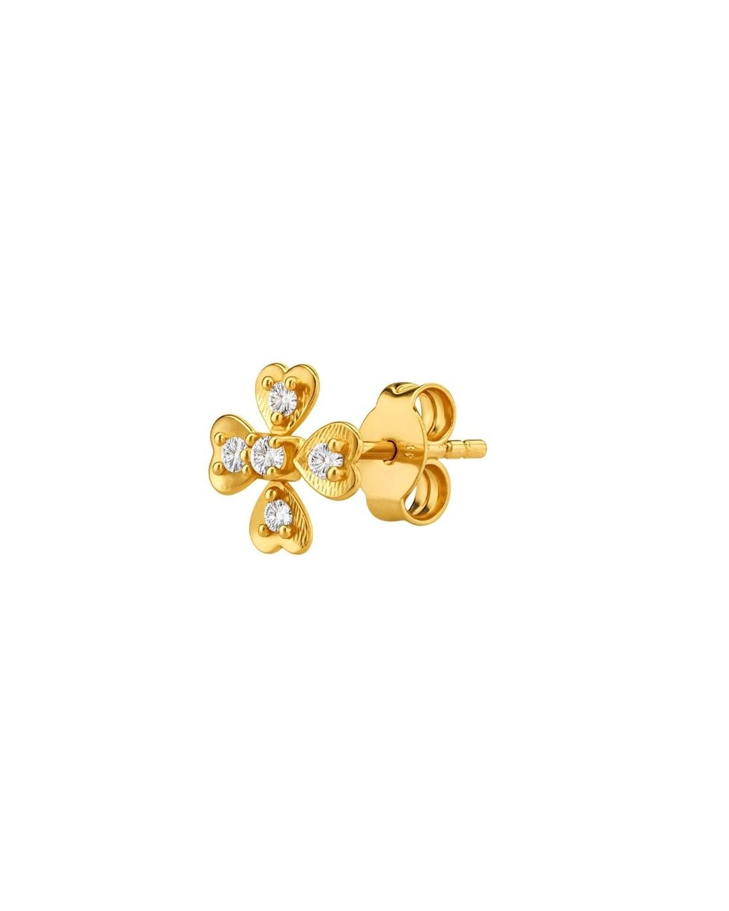 Spero London Metallic Fine 14K Solid Diamond Clover Single Earring