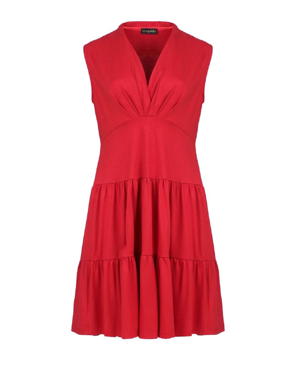 Conquista Sleeveless Tiered V-Neck Dress