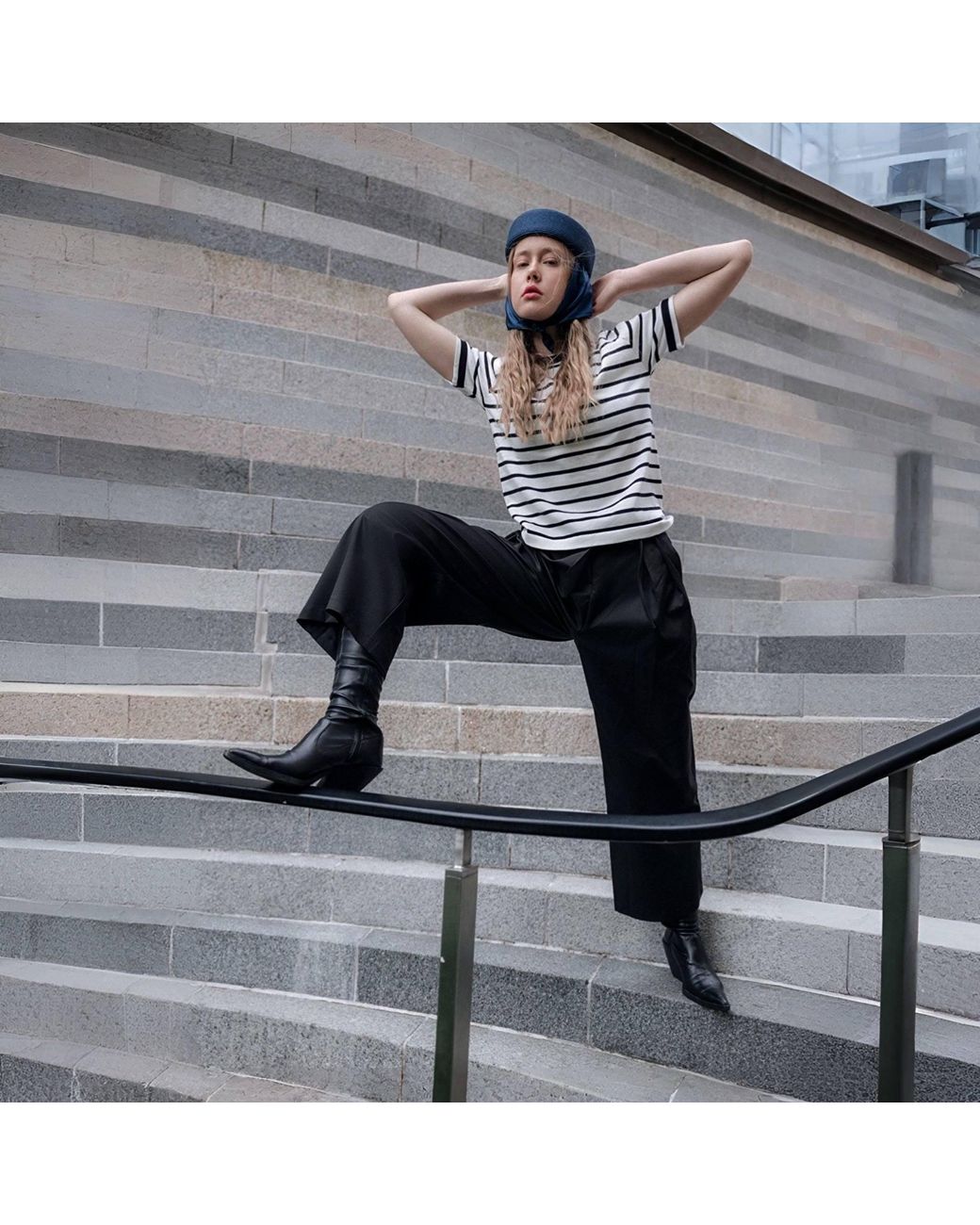 London Atelier Byproduct Blue Straw Pillbox Hat