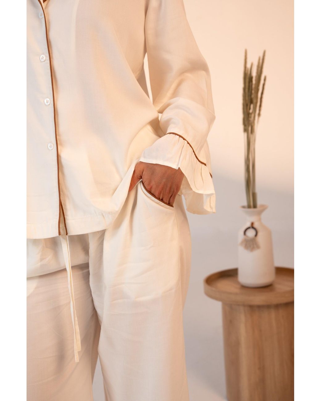 Carolina Benoit White Luxury Bamboo Pajama Set