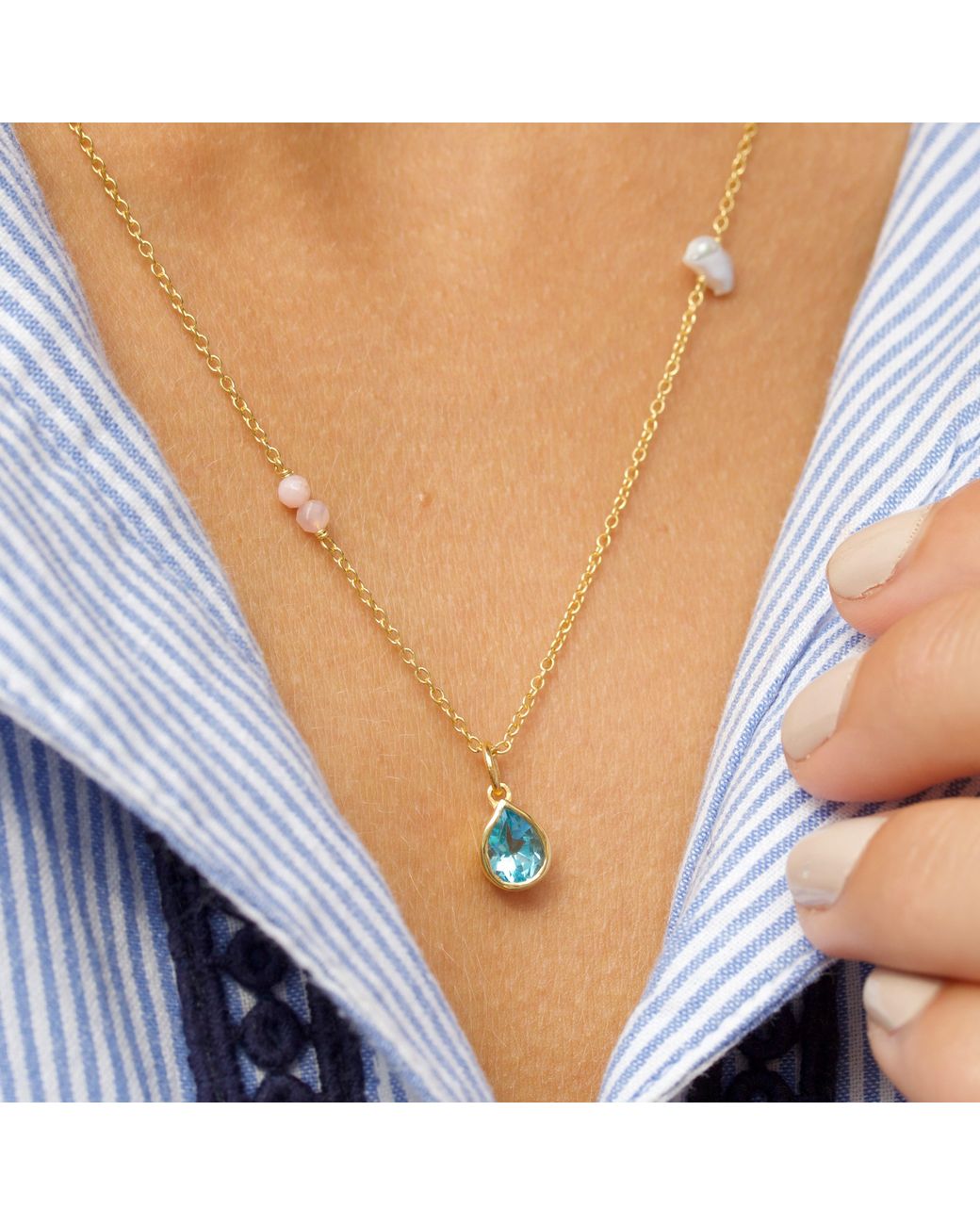 With Love Darling Metallic Water Drop Gaia Necklace