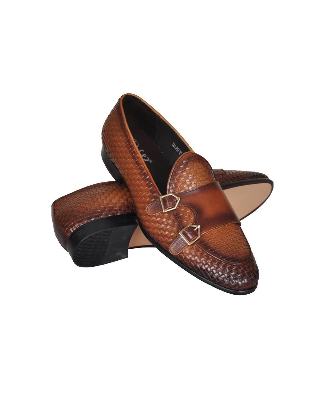 DAVID WEJ Brown Lorenzo Woven Monk Strap Loafers for men