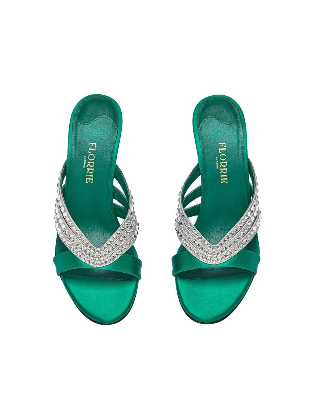 Florrie Green Roro 75Mm Crystal And Satin Mule Billiard