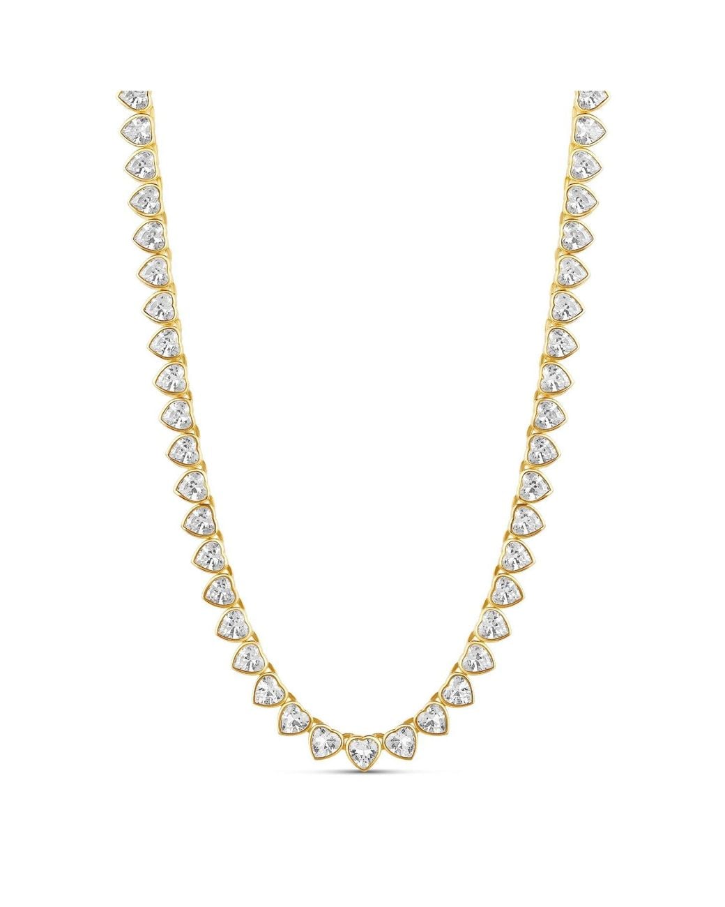 SHYMI Metallic Bezel Set Heart Tennis Necklace