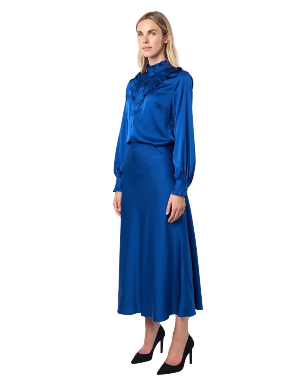 Carloslines Blue Trumpet Bias Skirt