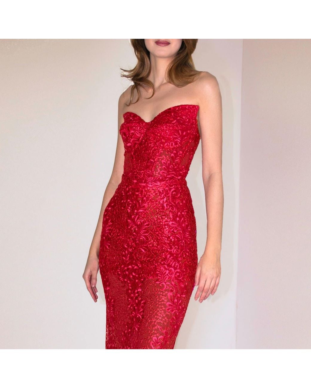 Angelika Jozefczyk Red Orchidea Lace Corset Top