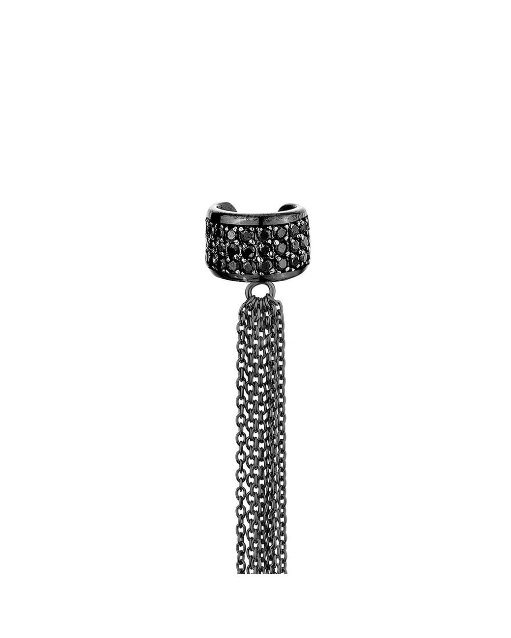 SALLY SKOUFIS White Destiny Chain Ear Cuff With Made Cz Diamond Stimulant