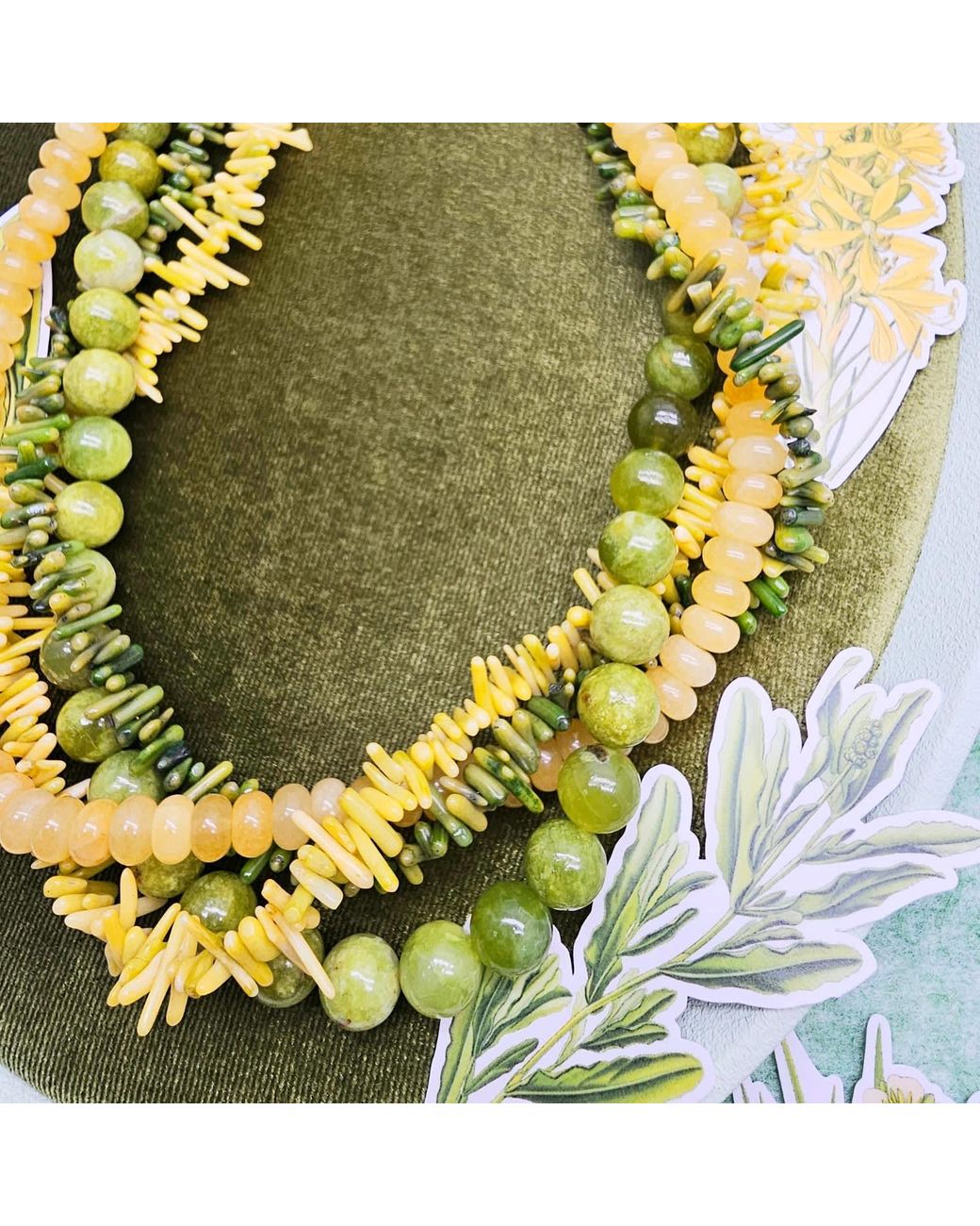 Farra Yellow Artistic And Gemstone Multi-Layer Chunky Necklace