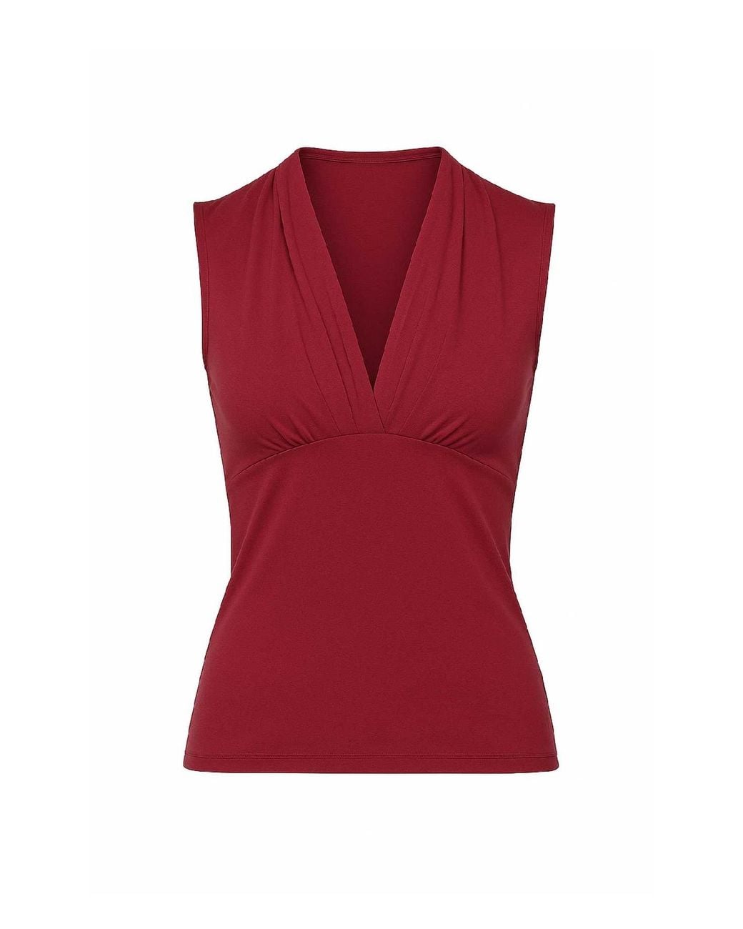Conquista Red Burgundy Cotton-Elastane Jersey Sleeveless Top