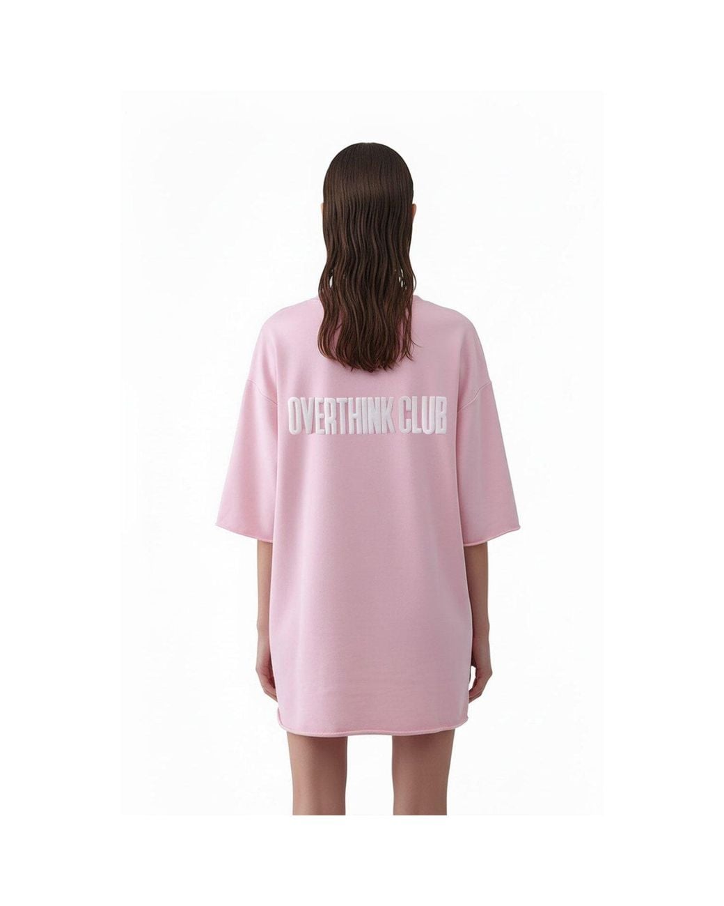 mysimplicated Pink Oversized T-Shirt With Overthink Club Design W