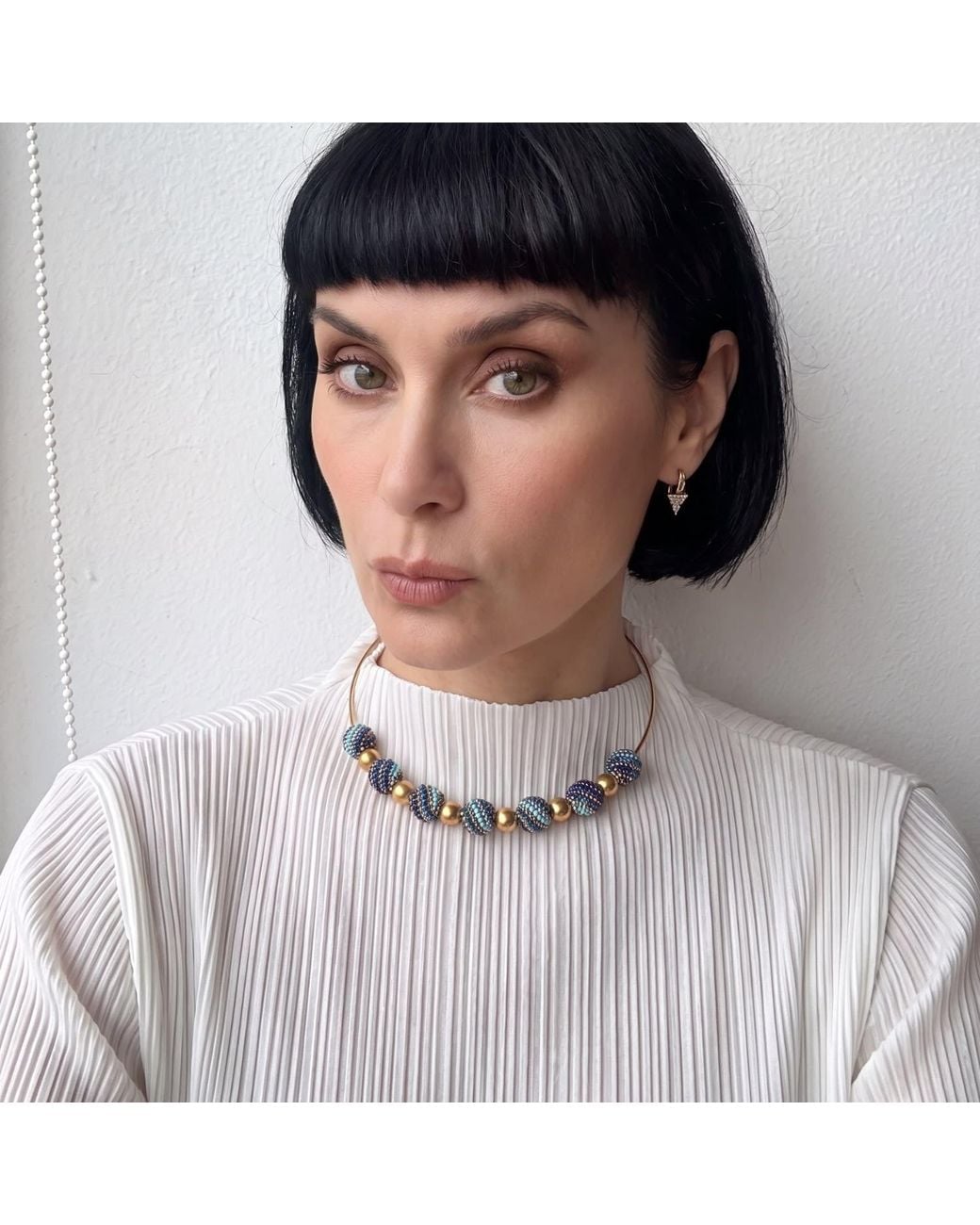 Iliana Arrazola Blue Magic Ball Necklace, Glass Beads, Beaded Jewelry